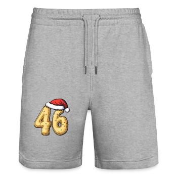 46 Nombre Noël - Short de jogging bio TRAINER Stanley/Stella unisexe - gris chiné - Devant - Nik (191cm) & Marisol (170cm)