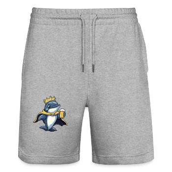 Dolphin Beer Funny - Stanley/Stella Trainer Unisex Organic Jogging Shorts - heather grey - Front - Nik (191cm) & Marisol (170cm)