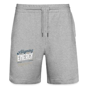Meine Energie mit den Vibes der Sushi-Teller in Einklang bringen - Stanley/Stella Unisex Bio Joggingshorts Trainer  - Grau meliert - Vorne - Nik (191cm) & Marisol (170cm)
