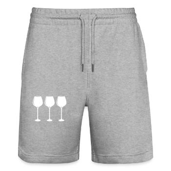 Verre à vin rouge icône vin - Short de jogging bio TRAINER Stanley/Stella unisexe - gris chiné - Devant - Nik (191cm) & Marisol (170cm)