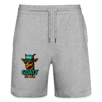 Goaty Style - Stanley/Stella Trainer Unisex Organic Jogging Shorts - heather grey - Front - Nik (191cm) & Marisol (170cm)