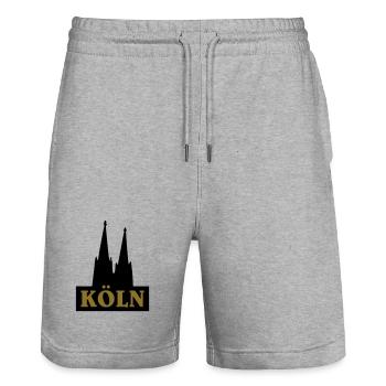 Köln Logo mit dem Kölner Dom - Stanley/Stella Unisex Bio Joggingshorts Trainer  - Grau meliert - Vorne - Nik (191cm) & Marisol (170cm)