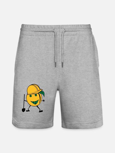 orange construction worker - Stanley/Stella Trainer Unisex Organic Jogging Shorts - heather grey