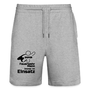 Super Feuerwehrmann Geschenk - Stanley/Stella Unisex Bio Joggingshorts Trainer  - Grau meliert - Vorne - Nik (191cm) & Marisol (170cm)