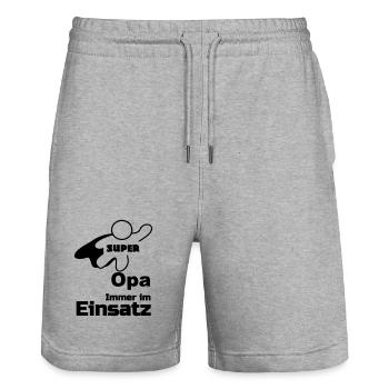Super Opa Geschenk - Stanley/Stella Unisex Bio Joggingshorts Trainer  - Grau meliert - Vorne - Nik (191cm) & Marisol (170cm)
