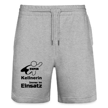 Super Kellnerin Geschenk - Stanley/Stella Unisex Bio Joggingshorts Trainer  - Grau meliert - Vorne - Nik (191cm) & Marisol (170cm)