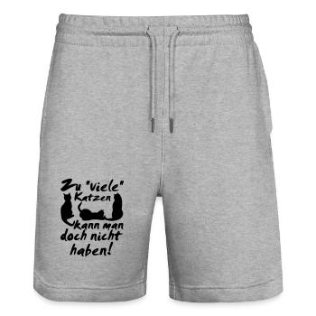 Katzen Spruch Katze Tier Haustier Geschenk lustig - Stanley/Stella Unisex Bio Joggingshorts Trainer  - Grau meliert - Vorne - Nik (191cm) & Marisol (170cm)