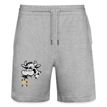 Une vache mange bouquet - Short de jogging bio TRAINER Stanley/Stella unisexe - gris chiné - Devant - Nik (191cm) & Marisol (170cm)