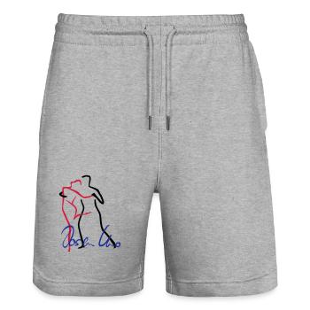 Tango-1 - Stanley/Stella Unisex Bio Joggingshorts Trainer  - Grau meliert - Vorne - Nik (191cm) & Marisol (170cm)