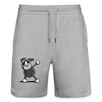Trendy Schwarzes Dab Dance Schaf - Dabbing Tiere - Stanley/Stella Unisex Bio Joggingshorts Trainer  - Grau meliert - Vorne - Nik (191cm) & Marisol (170cm)