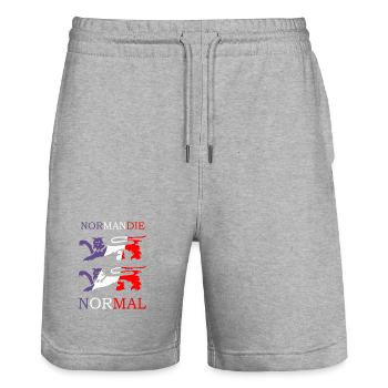 NORMANDIE / NORMAL Louis RUNEMBERG © Adagp - Short de jogging bio TRAINER Stanley/Stella unisexe - gris chiné - Devant - Nik (191cm) & Marisol (170cm)