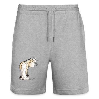 Goldiger Norweger - Fjordpferd - Stanley/Stella Unisex Bio Joggingshorts Trainer  - Grau meliert - Vorne - Nik (191cm) & Marisol (170cm)