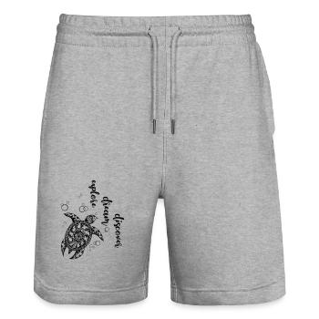 Explore Dream Discover - Short de jogging bio TRAINER Stanley/Stella unisexe - gris chiné - Devant - Nik (191cm) & Marisol (170cm)