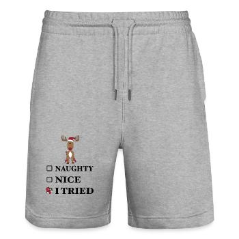 Weihnachten - Stanley/Stella Unisex Bio Joggingshorts Trainer  - Grau meliert - Vorne - Nik (191cm) & Marisol (170cm)