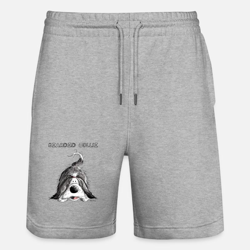 Verspielter Bearded Collie - Stanley/Stella Unisex Bio Joggingshorts Trainer  - Grau meliert