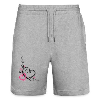Two hearts with ornament - Stanley/Stella Trainer Unisex Organic Jogging Shorts - heather grey - Front - Nik (191cm) & Marisol (170cm)