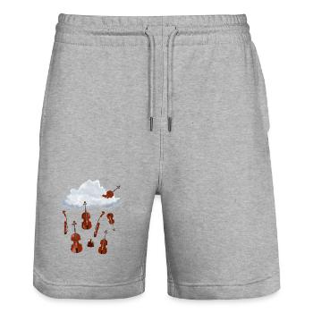 A cloud in the sky full of hanging violins - Stanley/Stella Trainer Unisex Organic Jogging Shorts - heather grey - Front - Nik (191cm) & Marisol (170cm)
