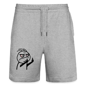 Middle Finger Meme Fuck You Stick Figure - Stanley/Stella Trainer Unisex Organic Jogging Shorts - heather grey - Front - Nik (191cm) & Marisol (170cm)
