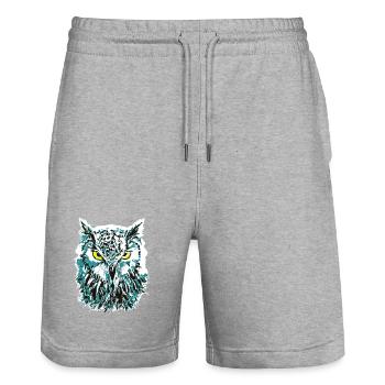 Colorful Owl - Owl Head - Owl - Colorful Owl - Stanley/Stella Trainer Unisex Organic Jogging Shorts - heather grey - Front - Nik (191cm) & Marisol (170cm)