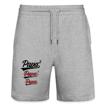 DAD HIGH 3 KIDS FATHER OF THREE KIDS - Stanley/Stella Trainer Unisex Organic Jogging Shorts - heather grey - Front - Nik (191cm) & Marisol (170cm)