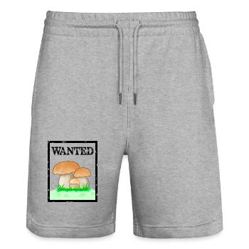 Wanted, porcini mushroom, men's mushroom, Röhrling mushroom - Stanley/Stella Trainer Unisex Organic Jogging Shorts - heather grey - Front - Nik (191cm) & Marisol (170cm)