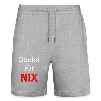Dankeschön für Nix Design - Stanley/Stella Unisex Bio Joggingshorts Trainer  - Grau meliert - Vorne - Nik (191cm) & Marisol (170cm)