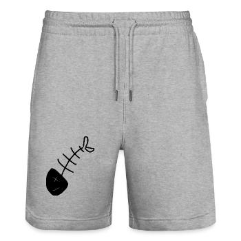Fisch Shirt Fischmotiv,Angelbekleidung Geschenk - Stanley/Stella Unisex Bio Joggingshorts Trainer  - Grau meliert - Vorne - Nik (191cm) & Marisol (170cm)