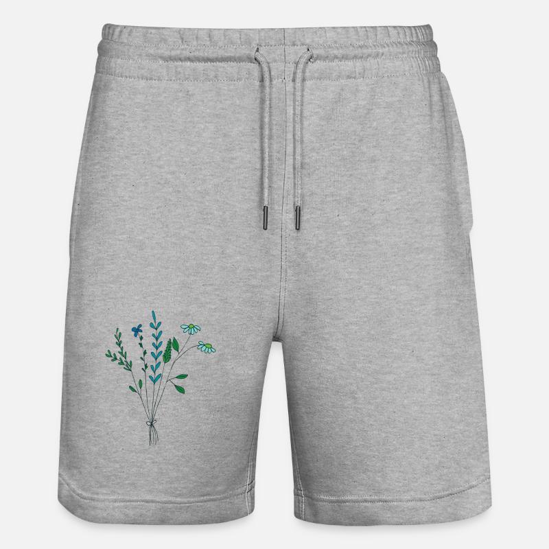 fleur prairie tons bleus fleurs sèches - Short de jogging bio TRAINER Stanley/Stella unisexe - gris chiné