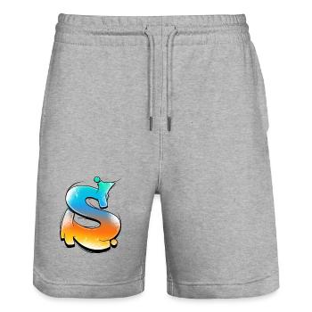 S-Farbverlauf Neon Spritzer - Stanley/Stella Unisex Bio Joggingshorts Trainer  - Grau meliert - Vorne - Nik (191cm) & Marisol (170cm)