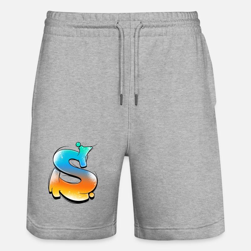 S-Gradient Neon Splashes - Stanley/Stella Trainer Unisex Organic Jogging Shorts - heather grey