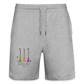 Witches' broom Let's fly! - Stanley/Stella Trainer Unisex Organic Jogging Shorts - heather grey - Front - Nik (191cm) & Marisol (170cm)