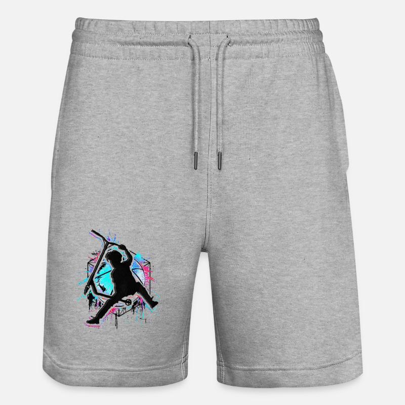 Bunter Stunt Scooter - Farbiger Stuntscooter - Stanley/Stella Unisex Bio Joggingshorts Trainer  - Grau meliert