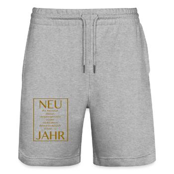 New Jahr deine Zukunft Jahr - Spruch - Stanley/Stella Unisex Bio Joggingshorts Trainer  - Grau meliert - Vorne - Nik (191cm) & Marisol (170cm)