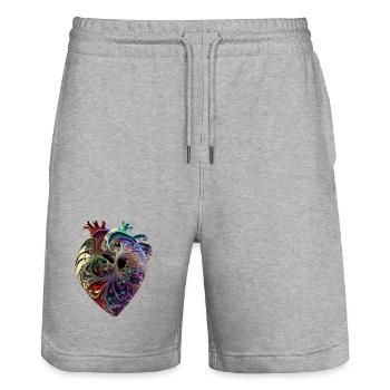 Herz - Stanley/Stella Unisex Bio Joggingshorts Trainer  - Grau meliert - Vorne - Nik (191cm) & Marisol (170cm)