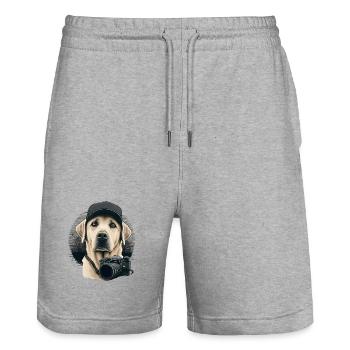 Labrador photographe - Short de jogging bio TRAINER Stanley/Stella unisexe - gris chiné - Devant - Nik (191cm) & Marisol (170cm)