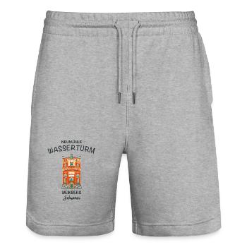 Schwerin, Wasserturm auf dem Weinberg - Stanley/Stella Unisex Bio Joggingshorts Trainer  - Grau meliert - Vorne - Nik (191cm) & Marisol (170cm)