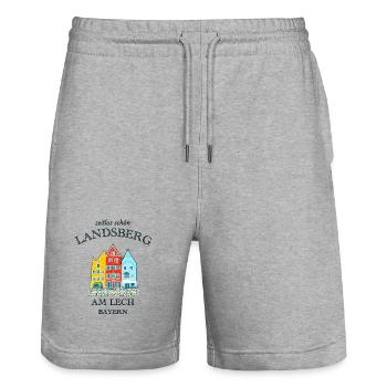 Landsberg, zeitlos schön, Bayern - Stanley/Stella Unisex Bio Joggingshorts Trainer  - Grau meliert - Vorne - Nik (191cm) & Marisol (170cm)
