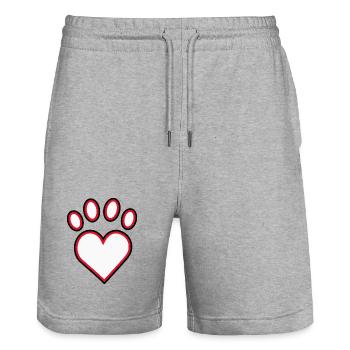 Pawprint Heart Emblem - Stanley/Stella Trainer Unisex Organic Jogging Shorts - heather grey - Front - Nik (191cm) & Marisol (170cm)