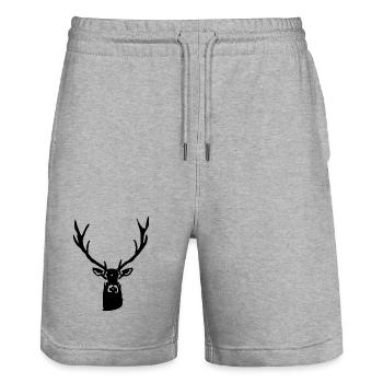 Cerf noble de l’avant - Short de jogging bio TRAINER Stanley/Stella unisexe - gris chiné - Devant - Nik (191cm) & Marisol (170cm)