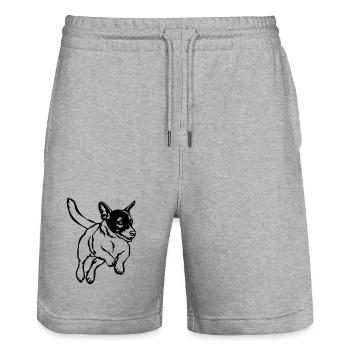Jack Russell Terrier - Stanley/Stella Trainer Unisex Organic Jogging Shorts - heather grey - Front - Nik (191cm) & Marisol (170cm)