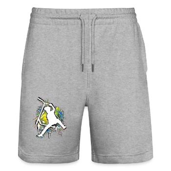 Bunter Scooter - Kickscooter - Stuntscooter - Stanley/Stella Unisex Bio Joggingshorts Trainer  - Grau meliert - Vorne - Nik (191cm) & Marisol (170cm)