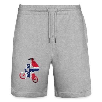 Cycliste Tri-Flag à vélo - Short de jogging bio TRAINER Stanley/Stella unisexe - gris chiné - Devant - Nik (191cm) & Marisol (170cm)