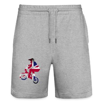 Silhouette du cycliste Union Jack - Short de jogging bio TRAINER Stanley/Stella unisexe - gris chiné - Devant - Nik (191cm) & Marisol (170cm)