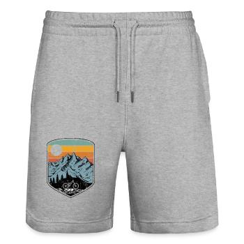 Sunset Mountain Bike Patch - Stanley/Stella Trainer Unisex Organic Jogging Shorts - heather grey - Front - Nik (191cm) & Marisol (170cm)