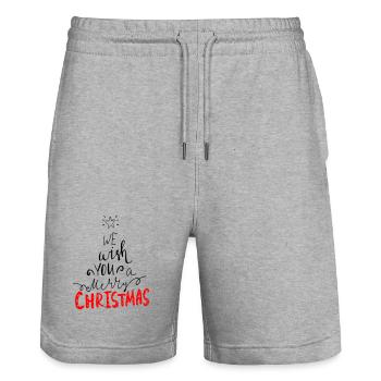 Merry Christmas - Stanley/Stella Unisex Bio Joggingshorts Trainer  - Grau meliert - Vorne - Nik (191cm) & Marisol (170cm)