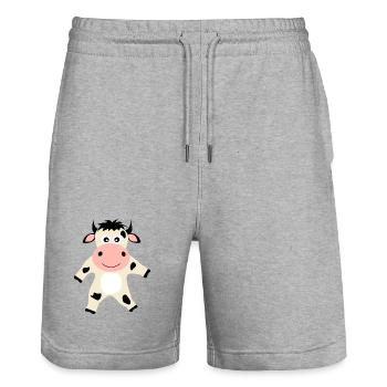 Kuh - Stanley/Stella Unisex Bio Joggingshorts Trainer  - Grau meliert - Vorne - Nik (191cm) & Marisol (170cm)