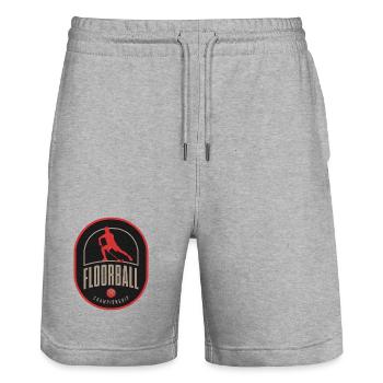 Floorball Championship Patch - Stanley/Stella Trainer Unisex Organic Jogging Shorts - heather grey - Front - Nik (191cm) & Marisol (170cm)