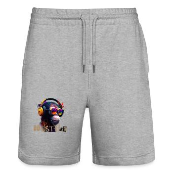 Hip-Hop Affe mit VR Brille und Kopfhörern - Stanley/Stella Unisex Bio Joggingshorts Trainer  - Grau meliert - Vorne - Nik (191cm) & Marisol (170cm)