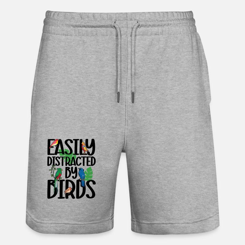 Facilement distrait par les oiseaux - Short de jogging bio TRAINER Stanley/Stella unisexe - gris chiné