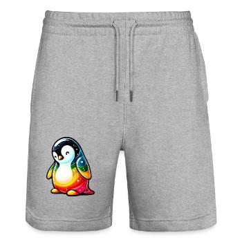 Pinguin - Stanley/Stella Unisex Bio Joggingshorts Trainer  - Grau meliert - Vorne - Nik (191cm) & Marisol (170cm)